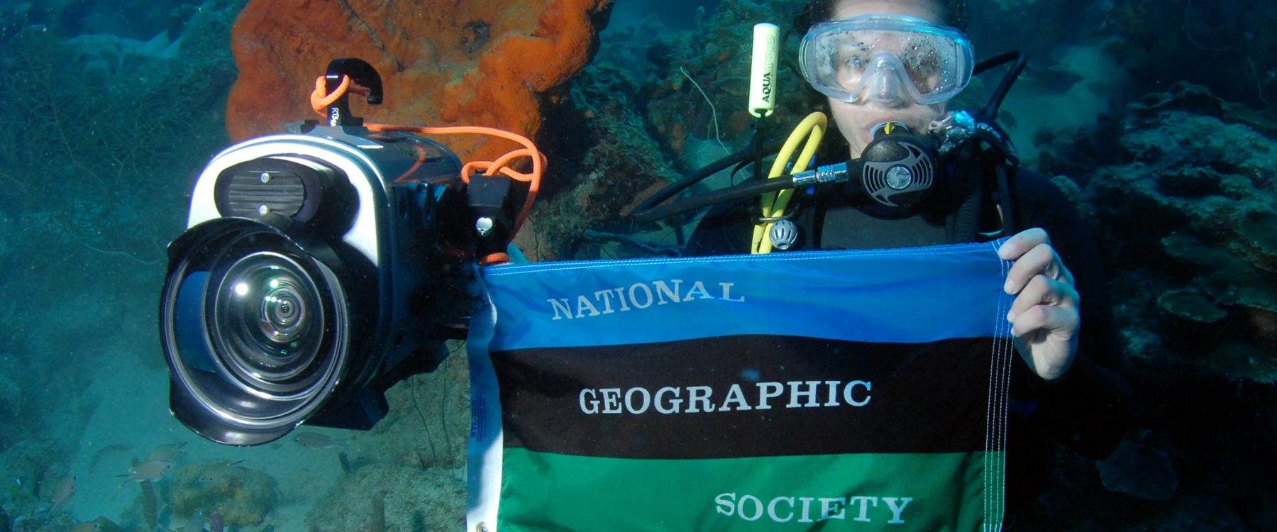 Erika Bergman films and explores deep reefs in manned submersables.  Photo by Barry B. Brown.