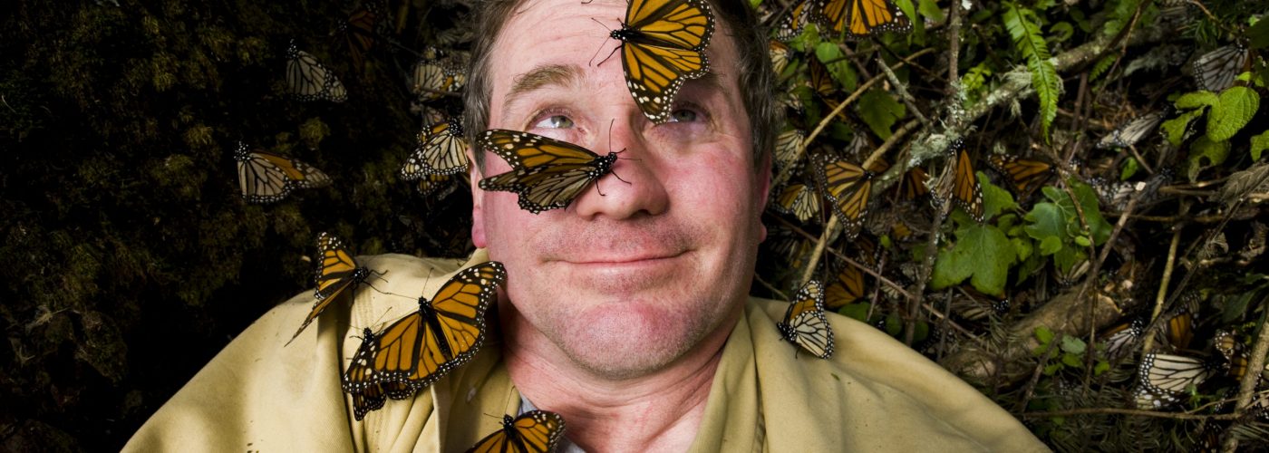 A photographer in the Sierra Chincua monarch sanctuary.